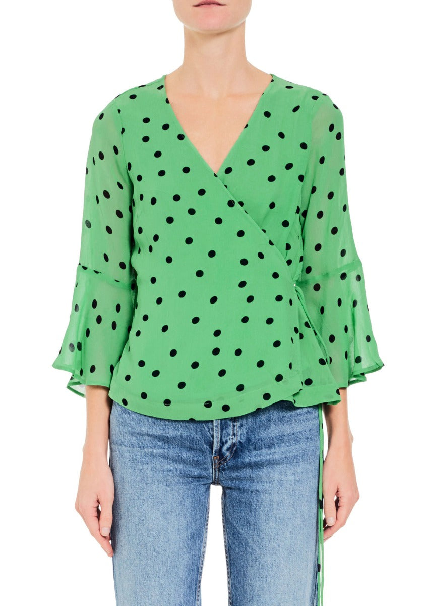 Dainty Georgette Wrap Top Classic Green ...
